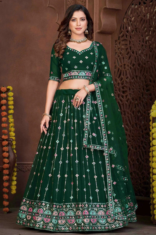 Green Georgette Semi Stitched Lehenga Choli NCLC11710153