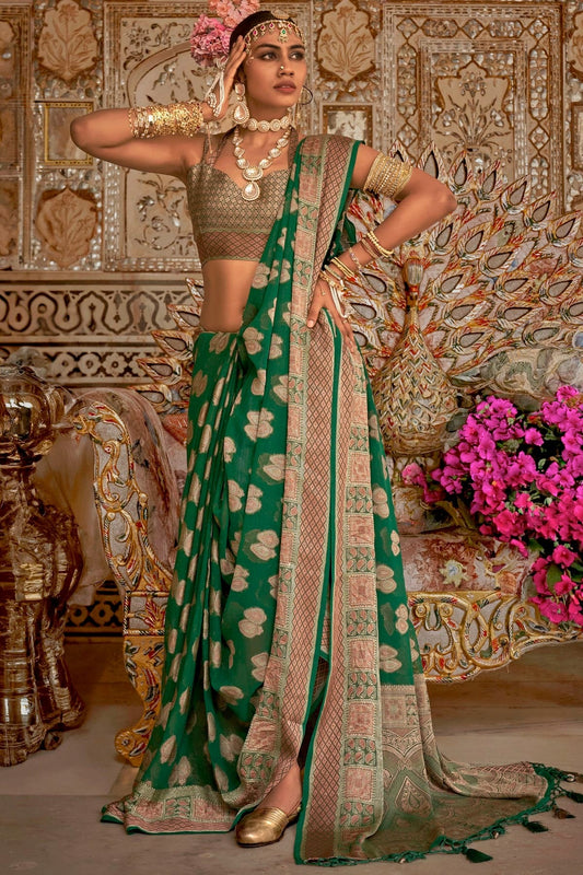 Green Georgette Traditional Saree NCSD12910115