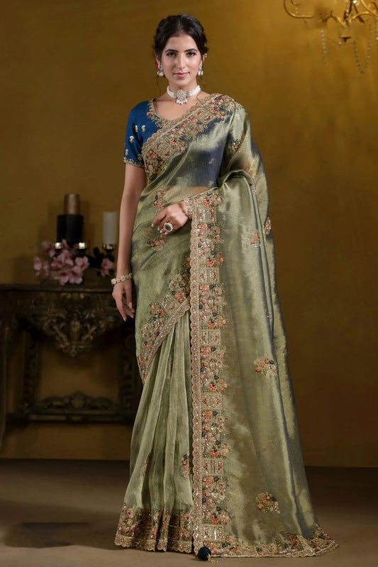 Green Georgette and Organza Designer Saree NCSD11111189