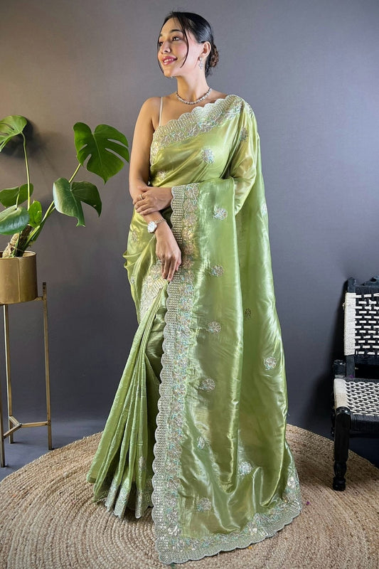 Green Gold Crunchy Designer Saree NCSD11111765