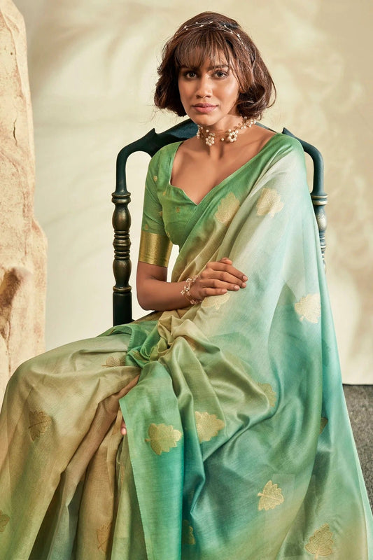Green Handloom Khadi Saree NCSD11112573