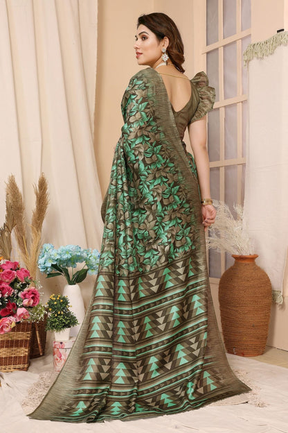 Green Khadi Silk Saree NCSD11112526
