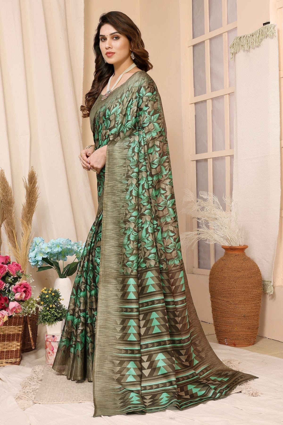 Green Khadi Silk Saree NCSD11112526