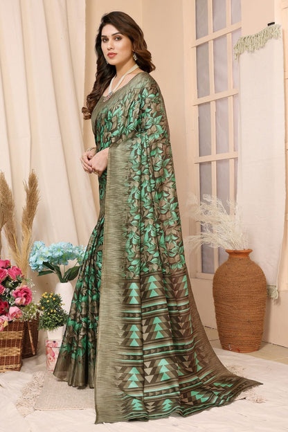 Green Khadi Silk Saree NCSD11112526