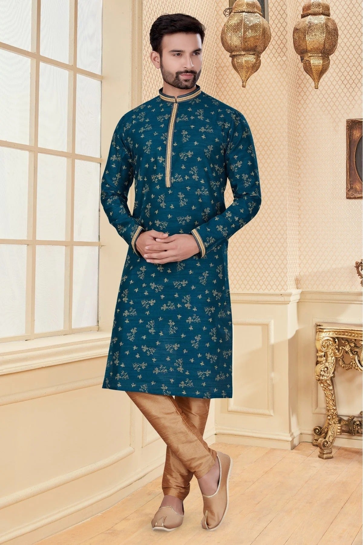 Green Kurta Pajama In Jacquard NCKP10410653