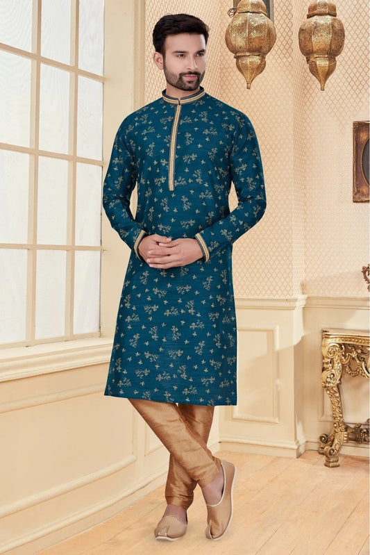 Green Kurta Pajama In Jacquard NCKP10410653
