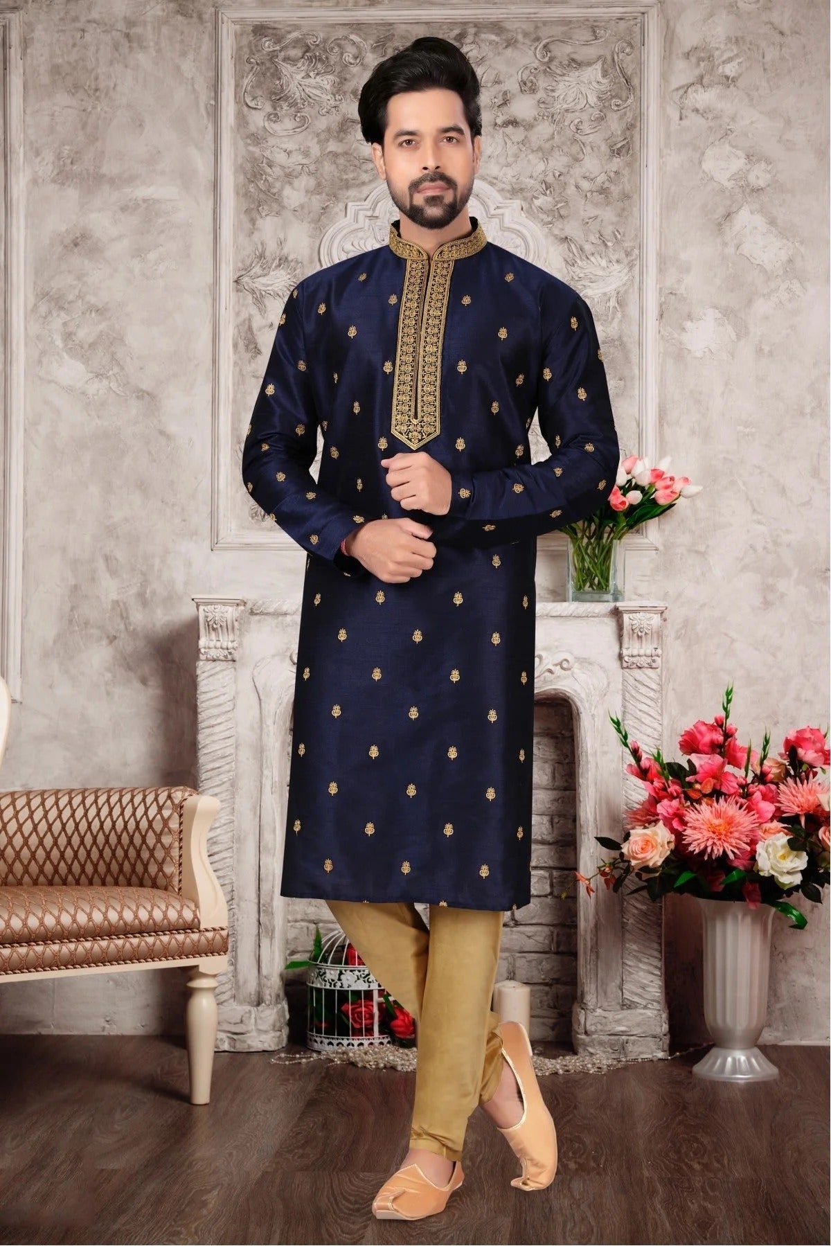 Green Kurta Pajama In Silk Dupion NCKP10410662