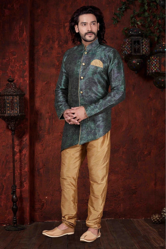 Green Kurta Pajama In Silk NCKP10410584