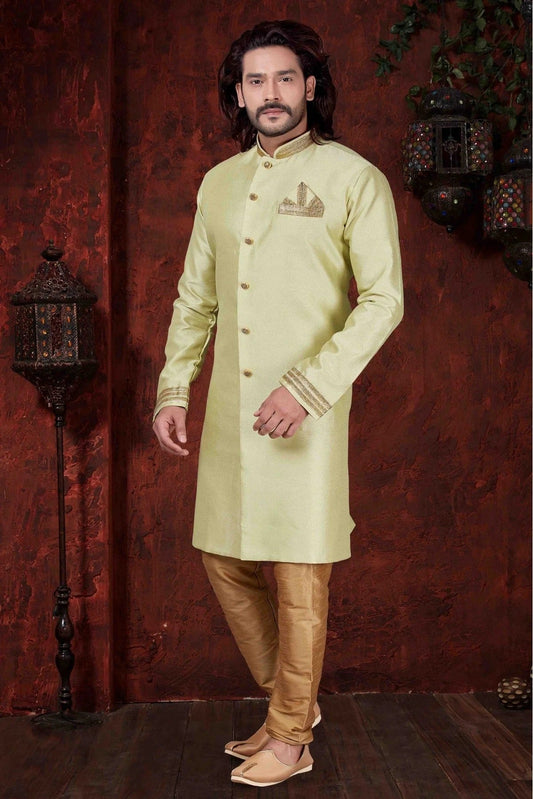 Green Kurta Pajama In Silk NCKP10410592