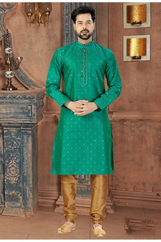 Green Kurta Pajama In Silk NCKP10410644