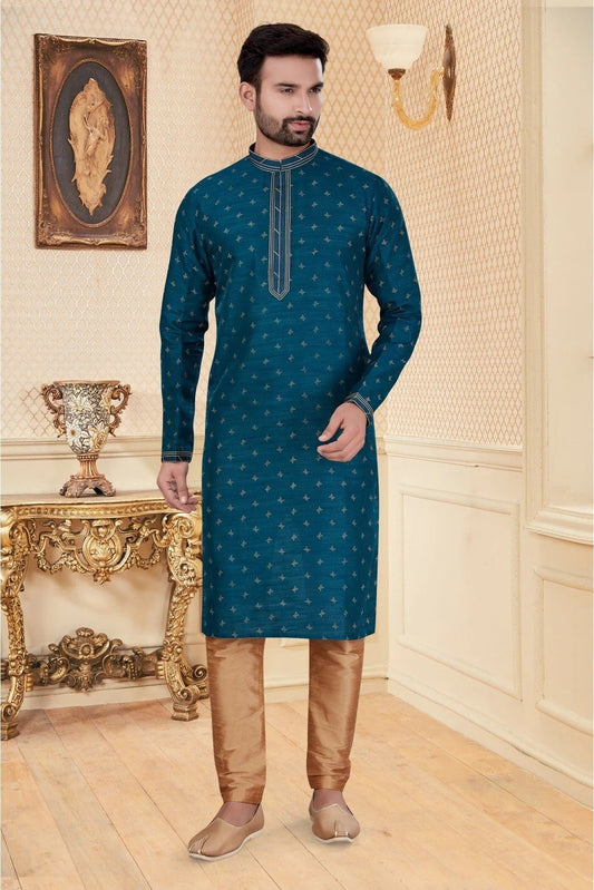 Green Kurta Pajama In Silk NCKP10410650