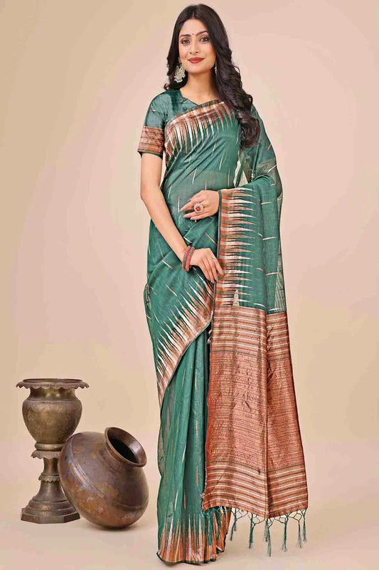 Green Linen Cotton Woven Traditional Sarees  NCSD11110228