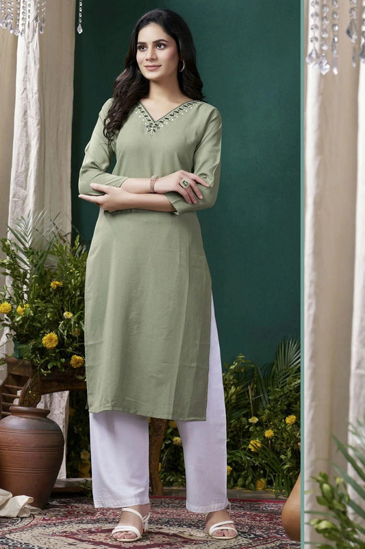 Green Maaza Cotton Kurta And Pant Set  NCKR11112028