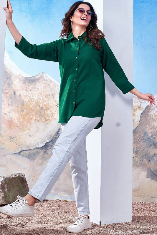 Green Maaza Cotton Solid Readymade Top NCTP11112325