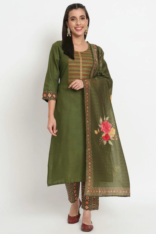 Green Magic Cotton Stitched Salwar Suit NCSS11111957