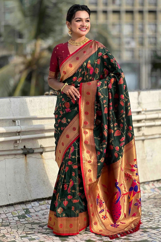 Green Meenakari Soft Silk Paithani Sarees  NCSD11110616