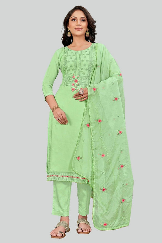 Green Modal Silk Pant Style Suit NCSM11112358