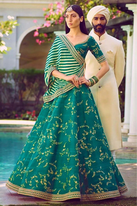 Green Mulberry Silk Lehenga Choli NCLC10110289