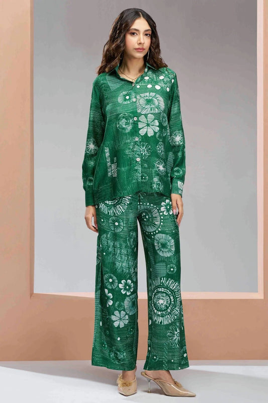 Green Muslin Silk Co-Ord Set NCTP10810111