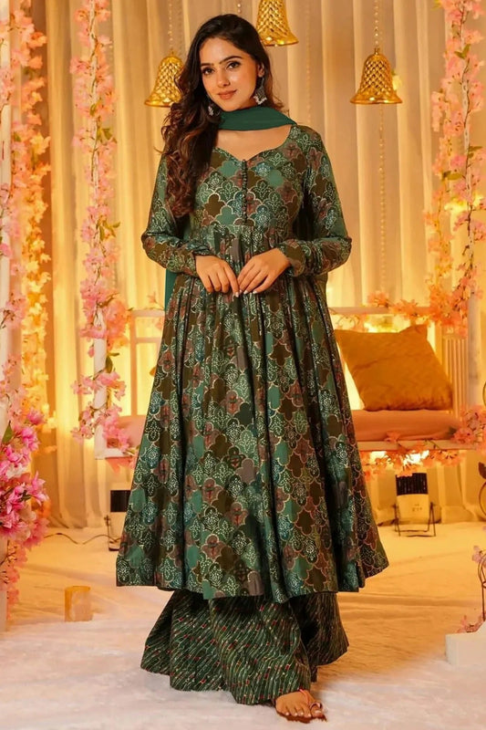 Green Muslin Stitched Salwar Suit NCSS11111980