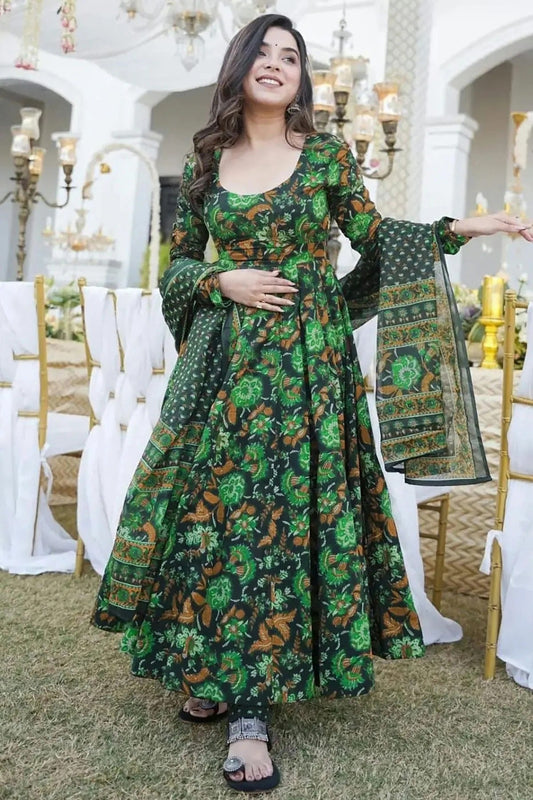 Green Muslin Stitched Salwar Suit NCSS11111982