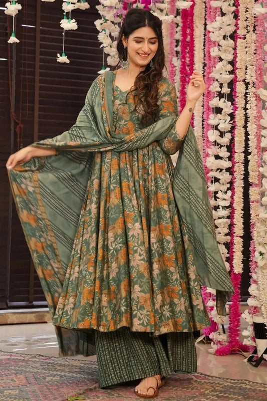Green Muslin Stitched Salwar Suit NCSS11111983