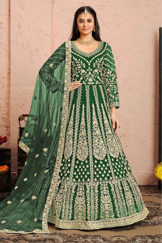 Green Net Anarkali Suit NCSM10510333