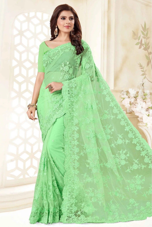 Green Net Designer Saree NCSD10910501