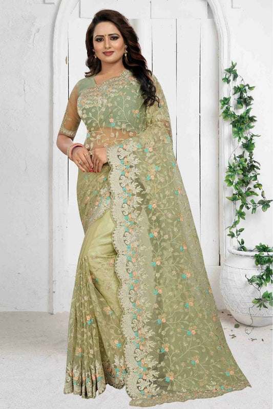 Green Net Designer Saree NCSD10910520