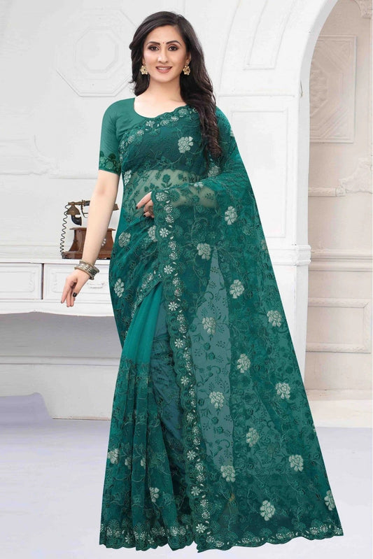 Green Net Designer Saree NCSD10910558