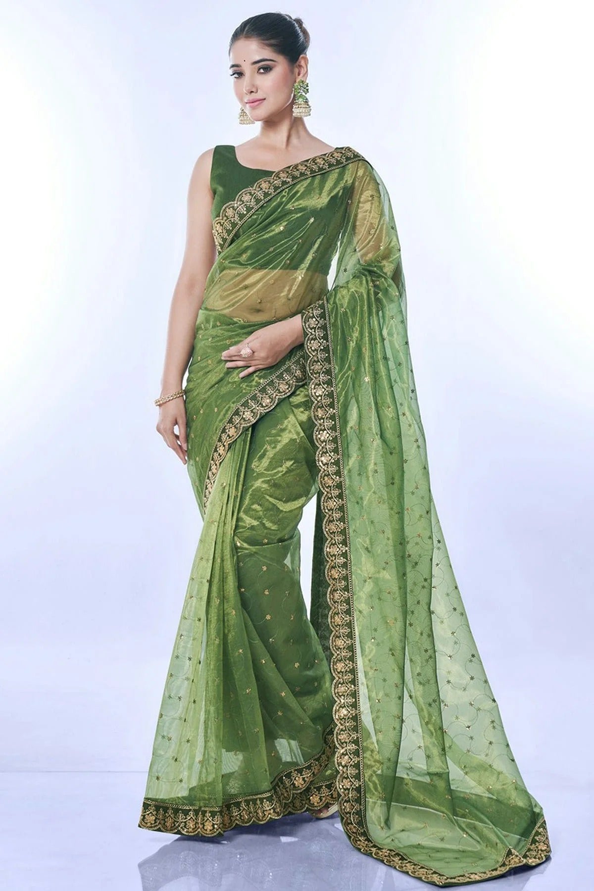 Green Net Designer Saree NCSD11111812