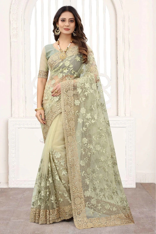 Green Net Designer Saree NCSD11210828