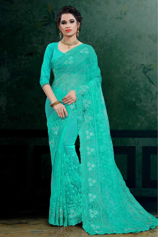 Green Net Embroidery Saree NCSD10910531-10