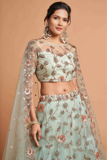 Green Net Lehenga Choli NCLC10110356