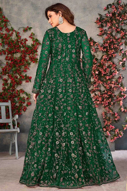 Green Net Semi Stitched Pant Style Suit NCSM10510385