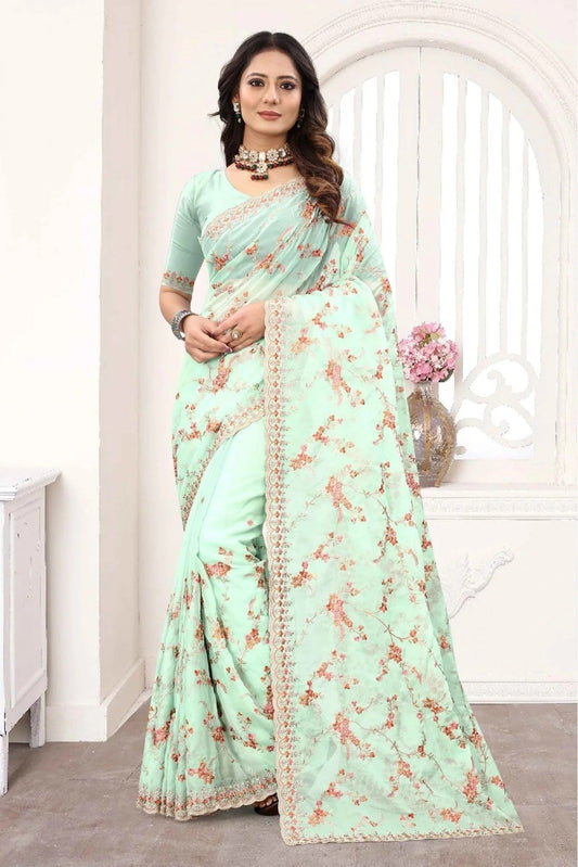 Green Organza Designer Saree NCSD10910607