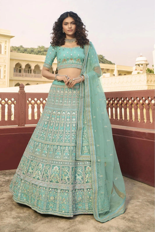 Green Organza Embroidery Lehenga Choli NCLC10810471