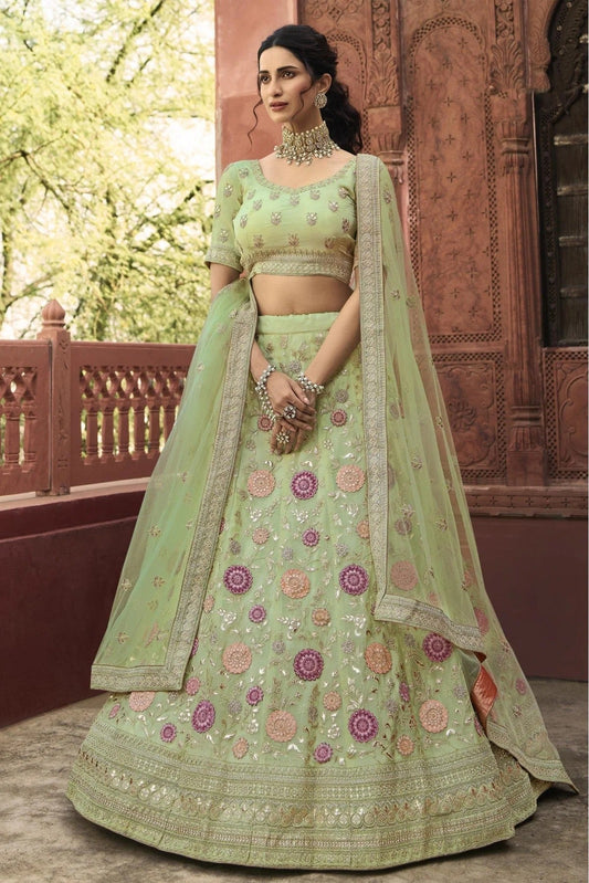 Green Organza Embroidery Lehenga Choli NCLC10810472