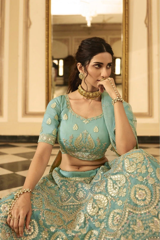 Green Organza Embroidery Lehenga Choli NCLC10810474