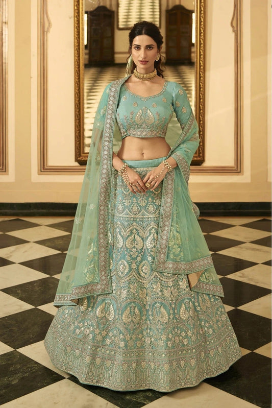 Green Organza Embroidery Lehenga Choli NCLC10810474
