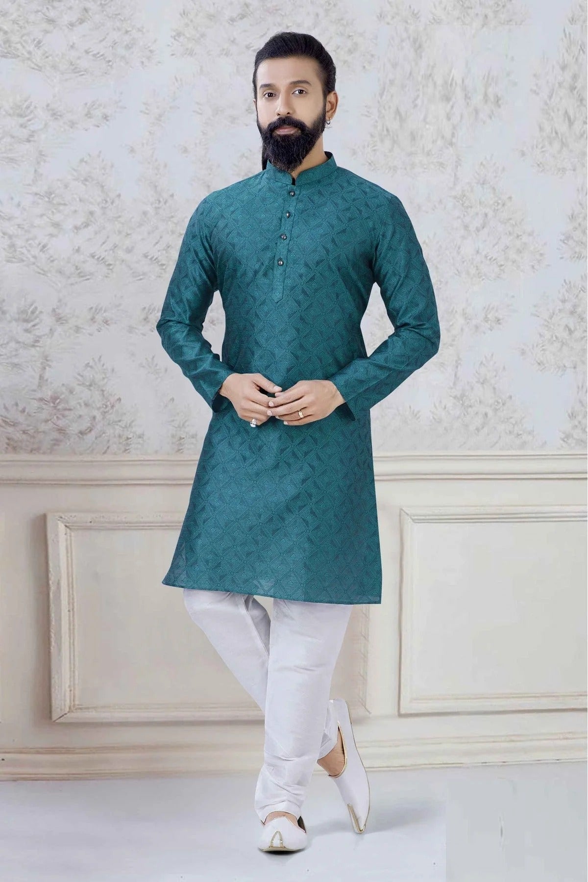 Green Organza Festival Wear Kurta Pajama NCKP11310136