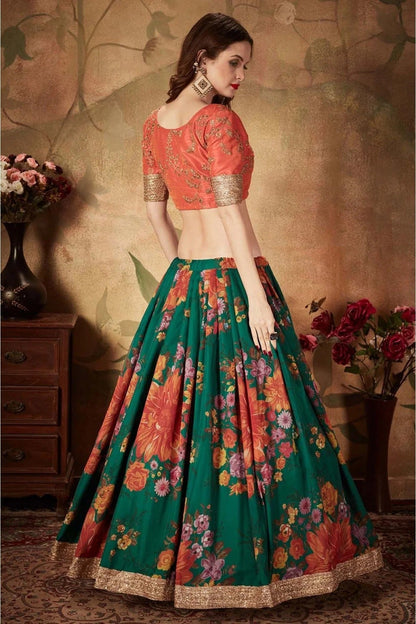 Green Organza Lehenga Choli NCLC10110322