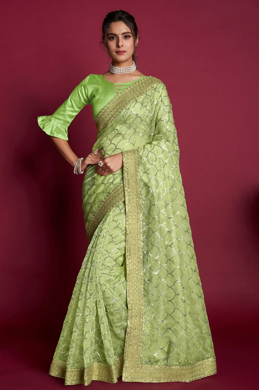 Green Organza Saree NCSD11112470