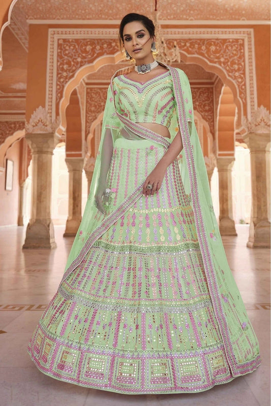 Green Organza Thread Lehenga Choli NCLC10810422