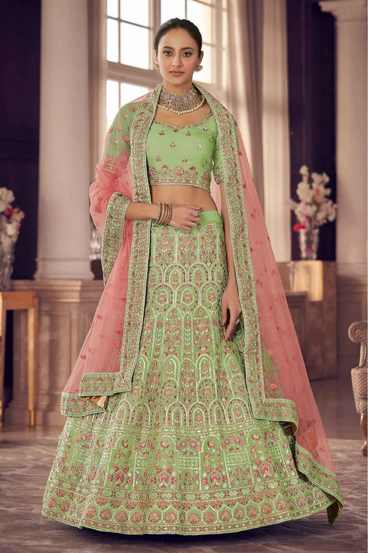Green Organza Thread Lehenga Choli NCLC10810437