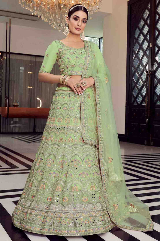 Green Organza Thread Lehenga Choli NCLC10810439