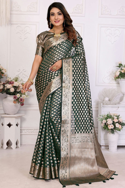 Green Organza Traditional Saree NCSD11111092
