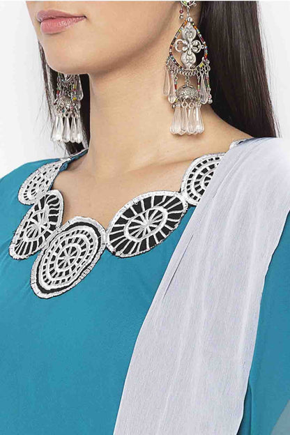 Green Plus Size Georgette Embroidery Pant Style Suit NCSS10710657