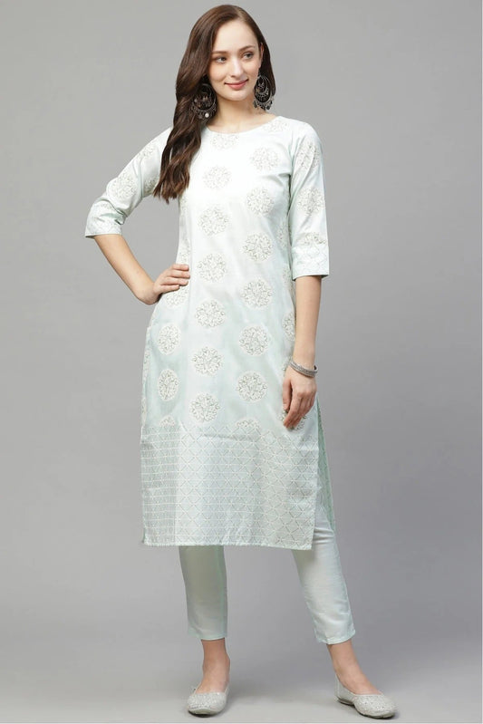 Green Plus Size Poly Silk Straight Kurti NCKR10610193