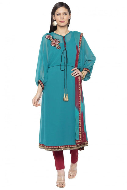 Green Plus Size Stitched Georgette Embroidery Pant Style Suit NCSS10710572